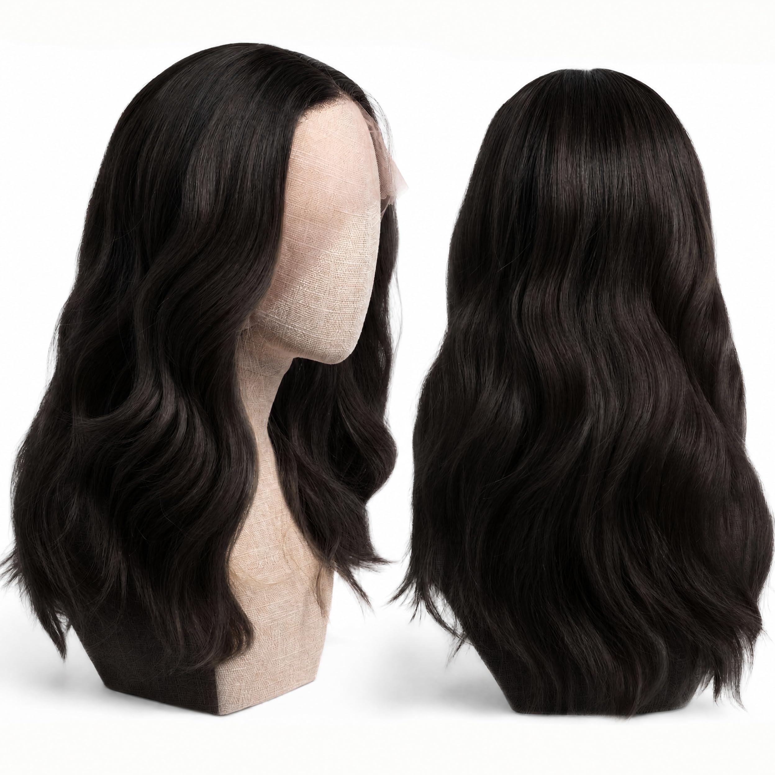 Damen Lace Front Perücke 13x4 HD – Wellig 50 cm (20 Zoll), 180 g Kanekalon Kunsthaar, hitzebeständig, natürlich aussehend