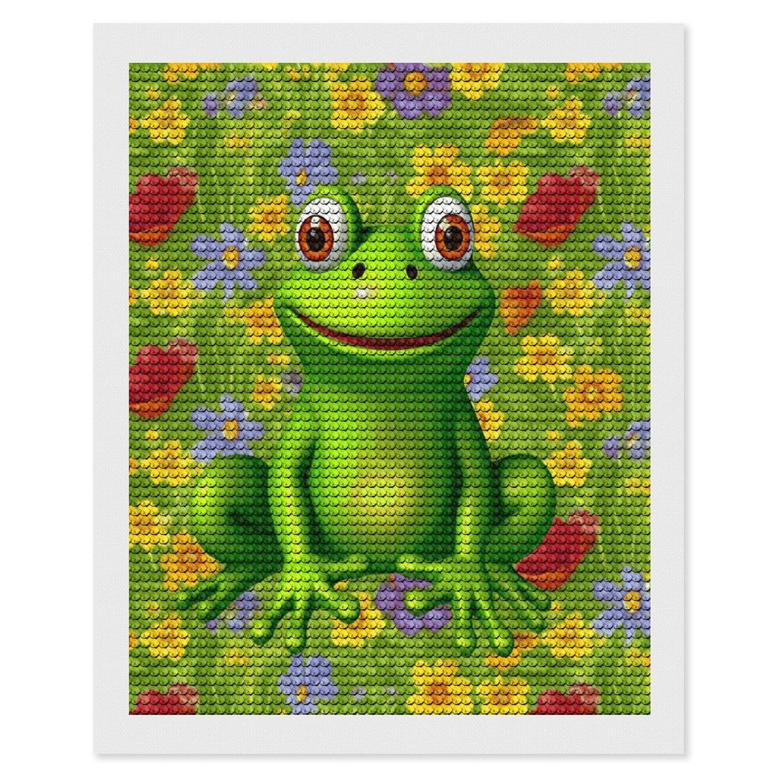 FodPand Frog Diamond Art Kits for Adults Diamond Painting Kits for Beginner 5D DIY Full Round Drill Diamond Dot Painting Gem Art Crafts for Home Wall Decor