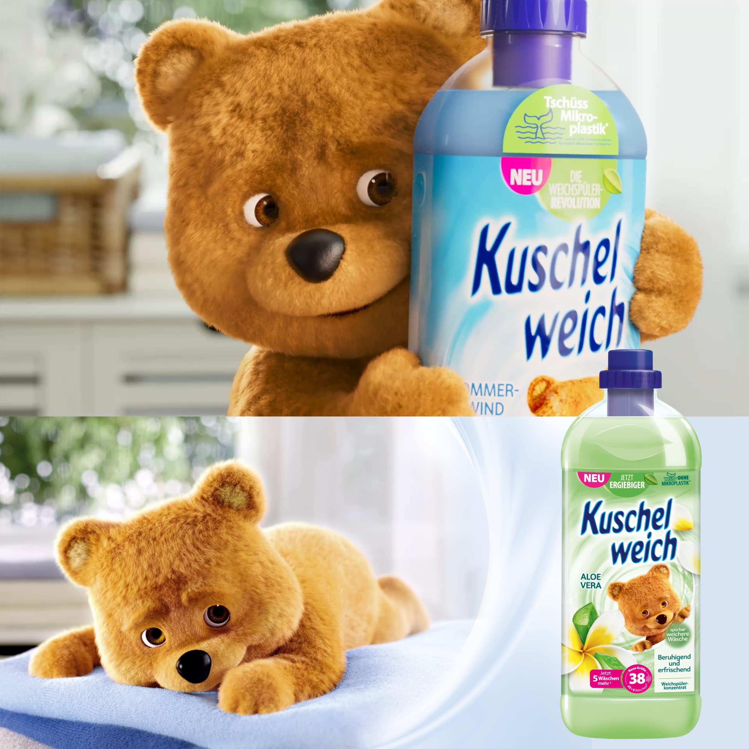 Kuschelweich Weichspler Aloe Vera, Hautvertrglichkeit dermatologisch  besttigt, Weichspler Kuschelweich ohne Mikroplastik, praktischer Vorrat  12 x 1 Liter je 38 Waschladungen : Amazon.de: Drogerie & Krperpflege