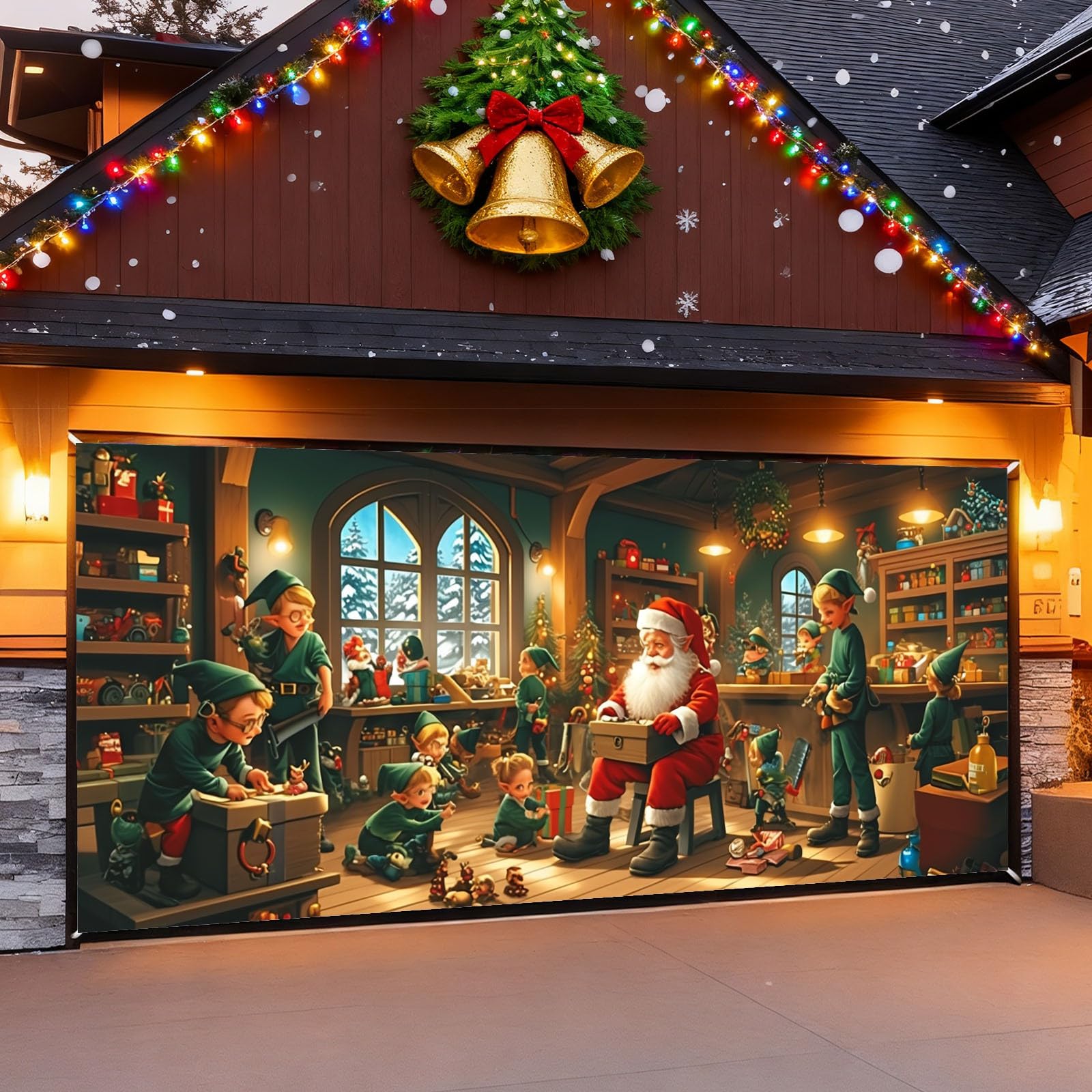 Cartel de buena suerte con texto en inglés «The Merry Christmas Christmas The Background Party Santa Photography Garage Door Back» 277