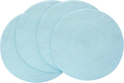 Miniatura 21 de Floroom Juego de 6 manteles individuales redondos trenzados de 15 pulgadas, lavables, resistentes al calor, de algodón, poliéster, para cocina, mesa