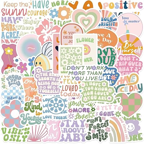 Cute Preppy Stickers: 50 Pastel Inspirational Stickers