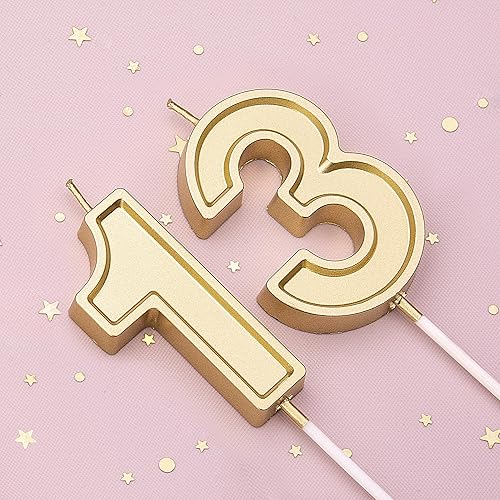 Miniatura 2 de CAKE CODE Velas de cumpleaños de oro Roma de 2.76 pulgadas, velas de números dorados, velas de números de pastel, celebración de fiesta