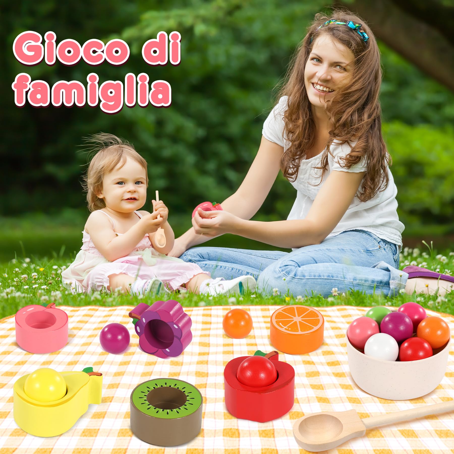 Giochi Montessori 1 2 3 Anno, Giochi Bambini 1 2 3 Anni, Palline Colorate per Bambini, Gioco Bambino 1 Anno, Giochi Legno Bambini 1 Anno