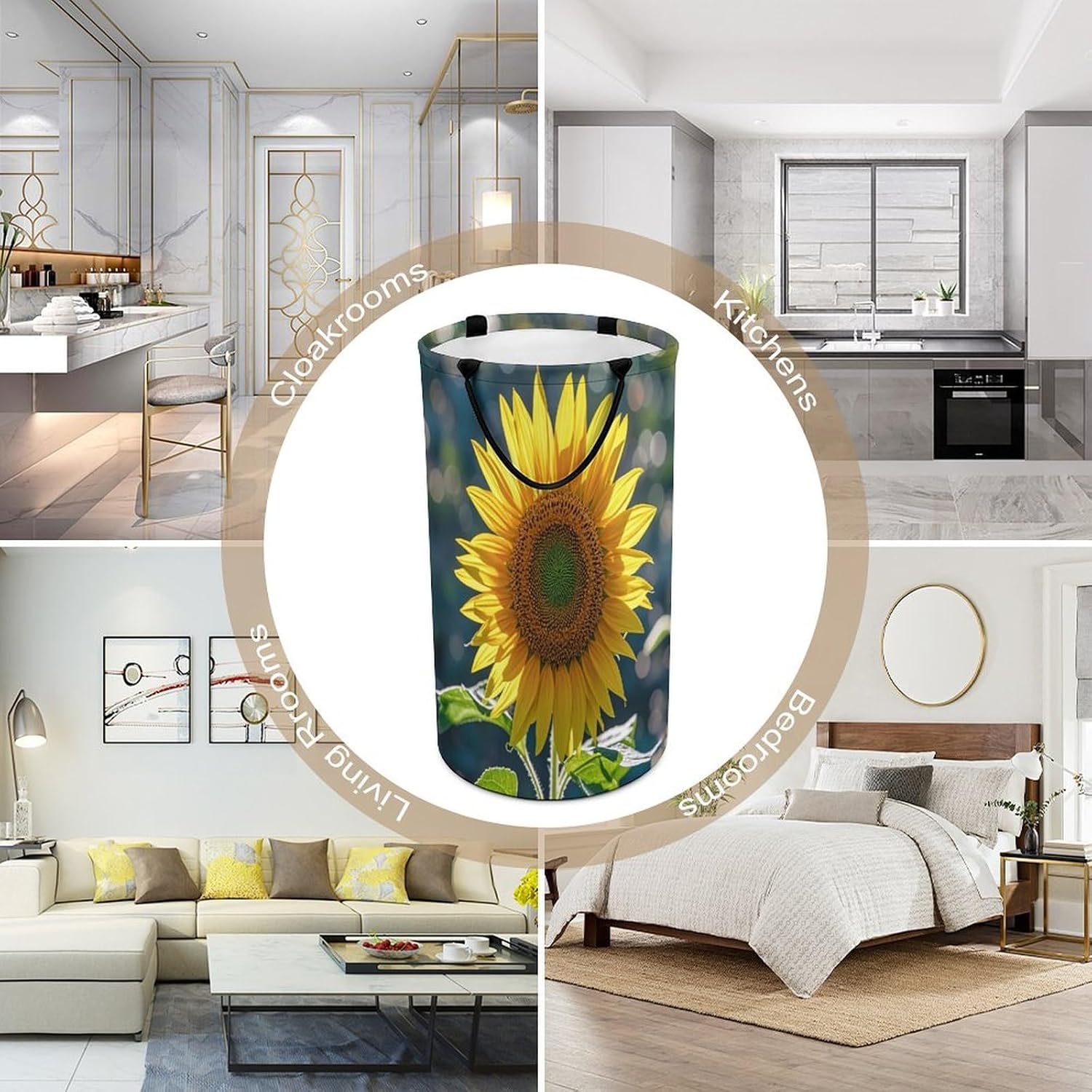 Night Sunflowers Laundry Hamper Large Collapsible Laundry Basket with Handles Waterproof Clothes Hamper Portable Dirty Clothes Basket for Bedroom Laundry Room Closet Bathroom