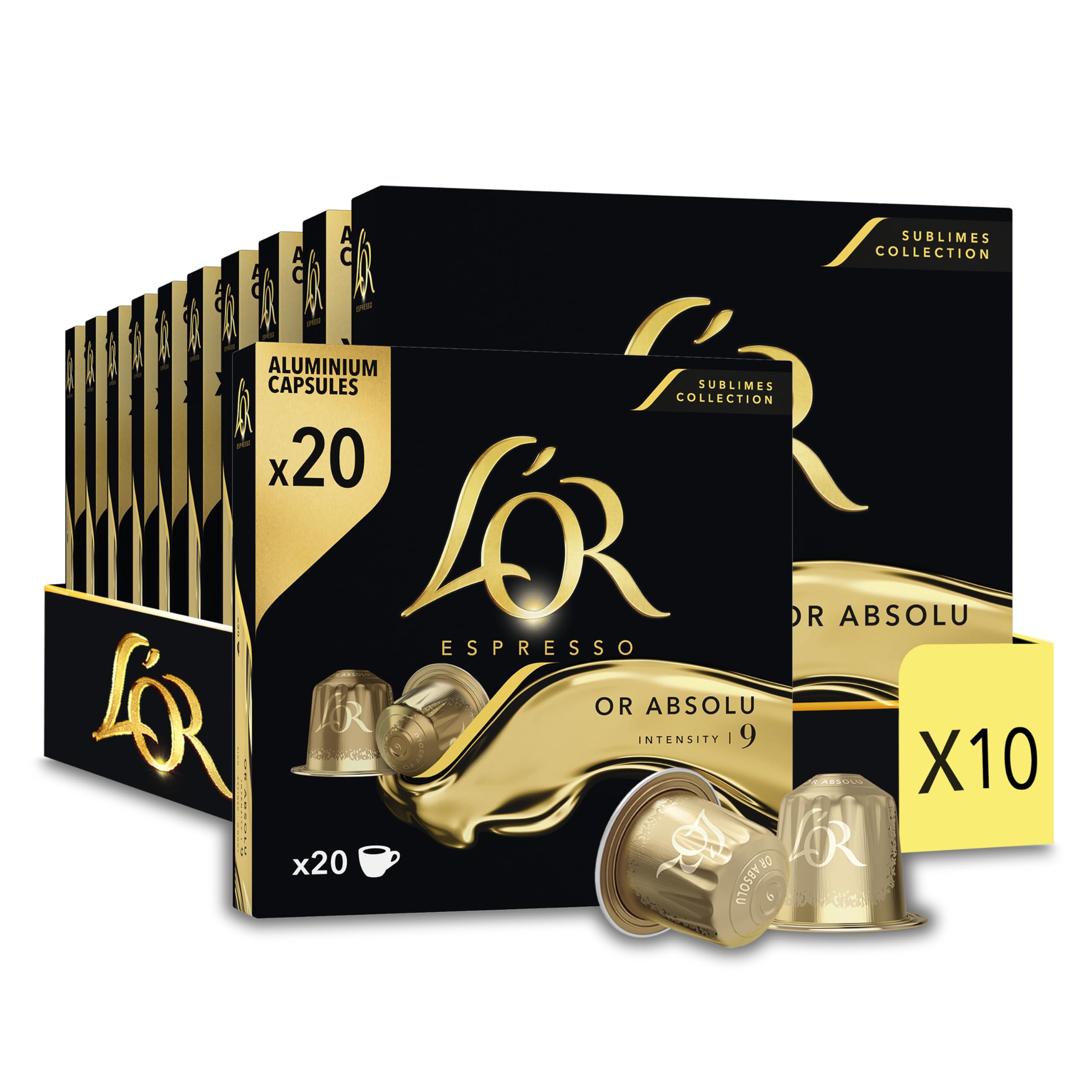 L'Or Kawa espresso – 200 kapsułek złota Absolu Intenu 9 – kompatybilna z Nespresso®* (10 x 20 sztuk)