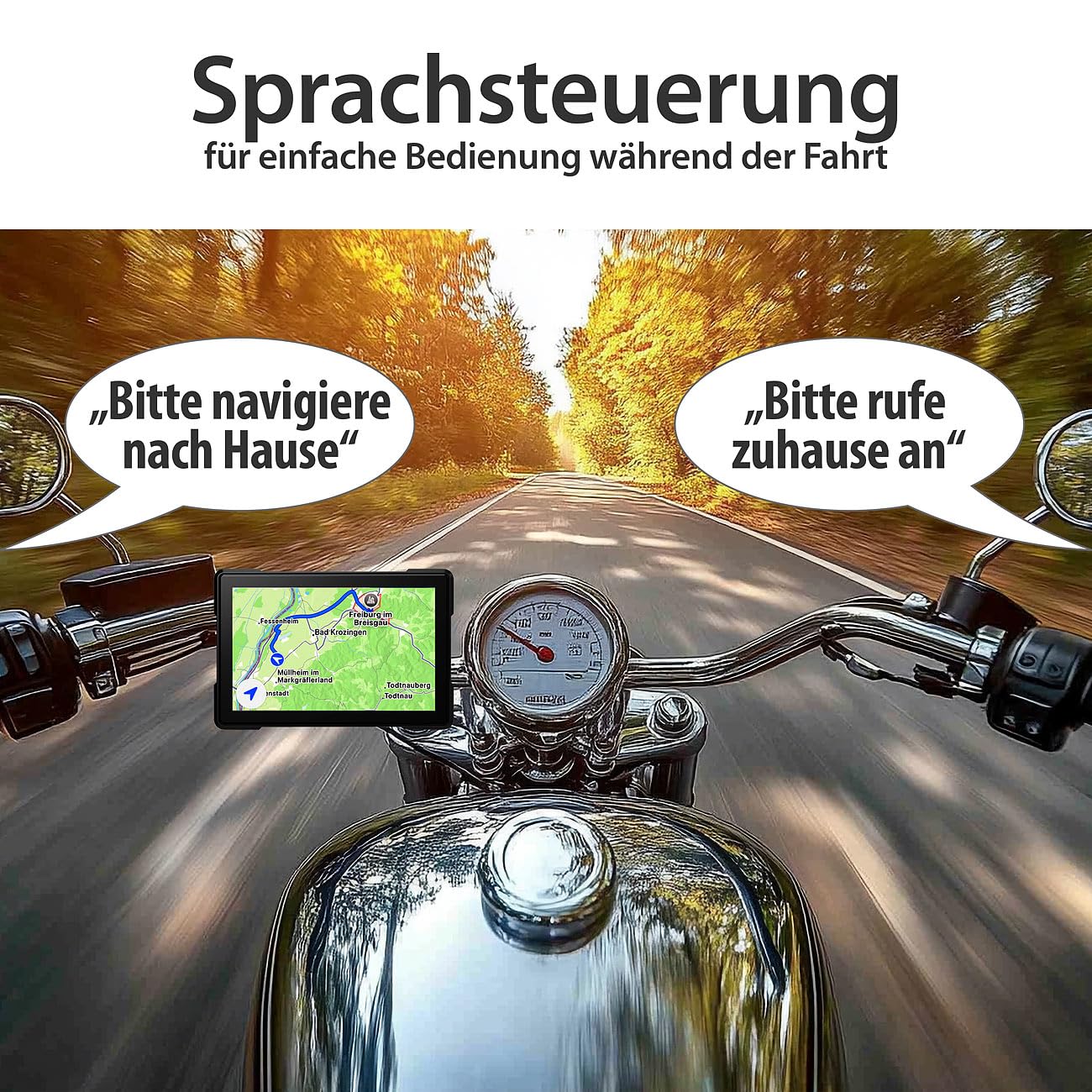 Lescars Navigation Motorrad: Motorrad Navi-Display, CarPlay- & Android Auto-kompatibel (Apple Carplay, Zubehör, GPS)