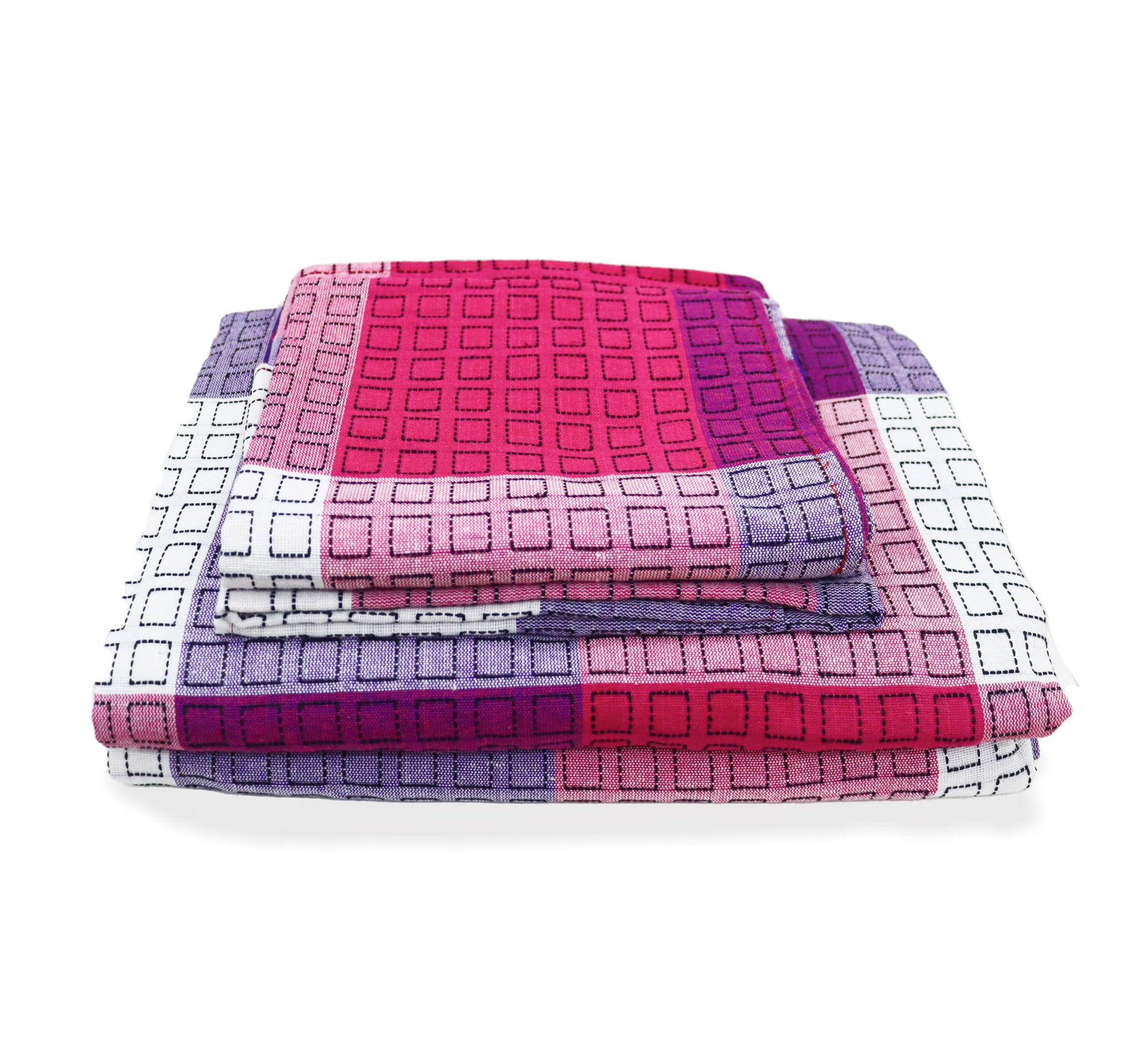 theindiglobal Premium Handloom Cotton Double Bedsheet with 2 Pillow Covers, Handwoven Quilted Bed Cover 90 X 100 Inches, 210 Threadcount, Pink Purple (B0D1R94PZ6) Amazon Price History, Amazon Price Tracker