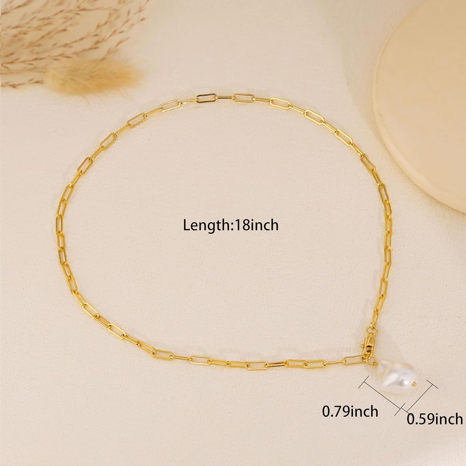 Chunky Gold Necklace, 14K Gold Plated Chunky Cross Necklace for Women Statement Pearl Heart Necklace Charm Gold Necklaces for Women Trenndy Fashion non Tarnish Gold Jewelry for Womens - Image 3