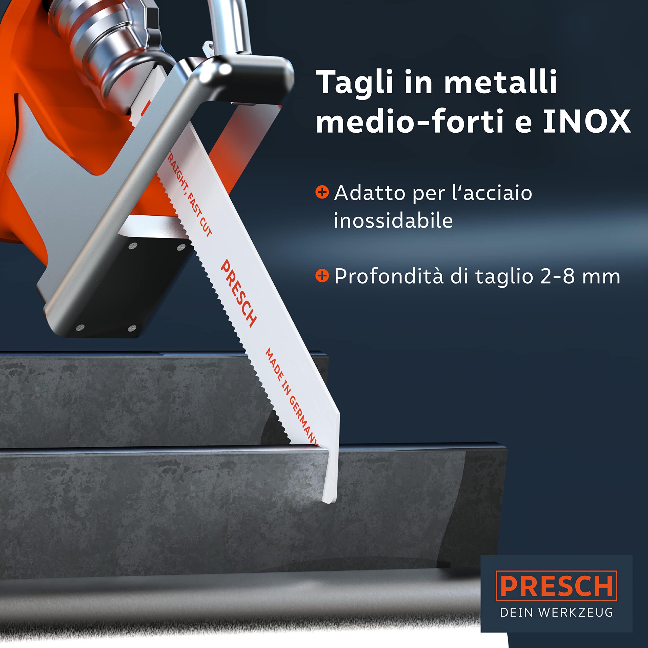 Presch Set di lame per sega a gattuccio per legno, metallo e acciaio inox 15 pezzi - Set completo di lame per seghe a gattuccio per ogni applicazione, compresa la scatola