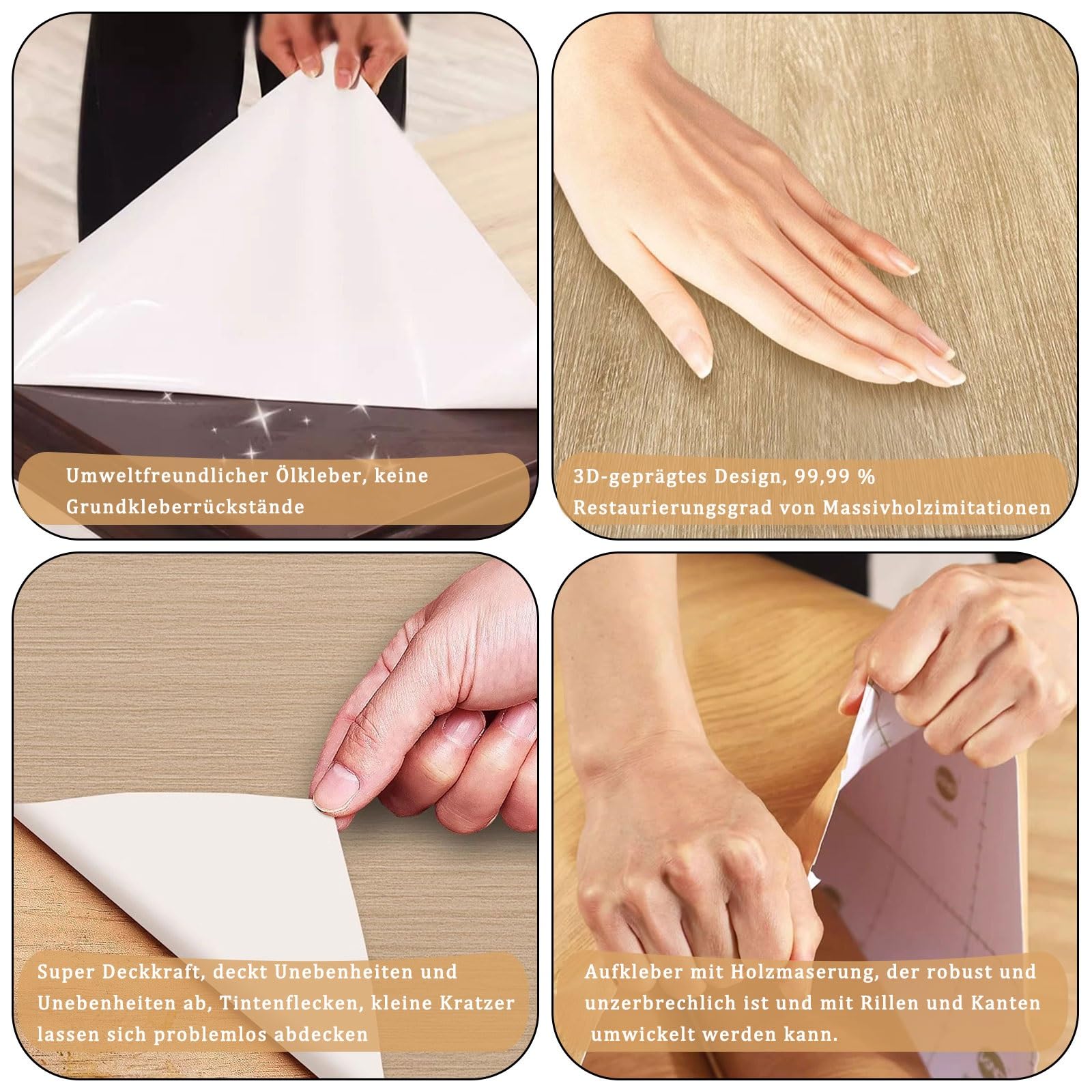 Wodoodporna naklejka na meble, Folia samoprzylepna PVC w rolce, wodoodporna, imitująca strukturę drewna, wielu rozmiarach(Wählen Sie 6,60x300cm(WxL))