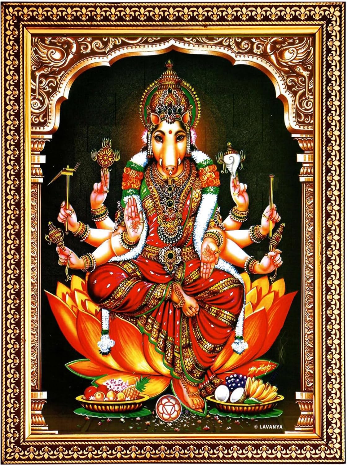 PALJJI HANDICRAFTS Varahi Amman Devi Photo Frame with Wall Hangers | Wall Hook Wooden Matt Finish Religious Poster for Pooja Room (13 * 10 Inch) (B0D8LM5D68) Amazon Price History, Amazon Price Tracker