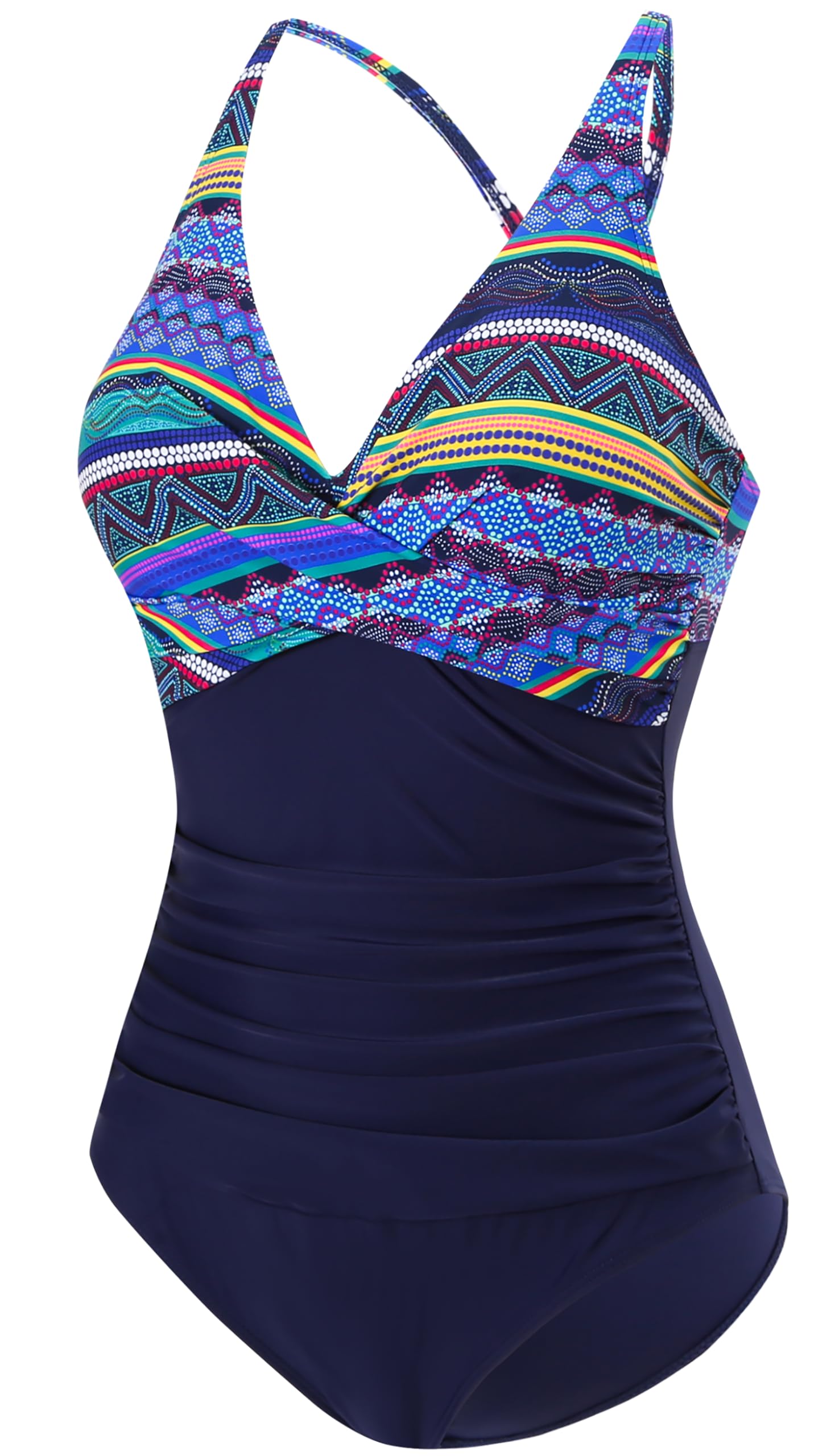 LA ORCHID - Maillot de bain une pièce pour femme - Col en V - Avec serre-ventre - Push up - Taille haute