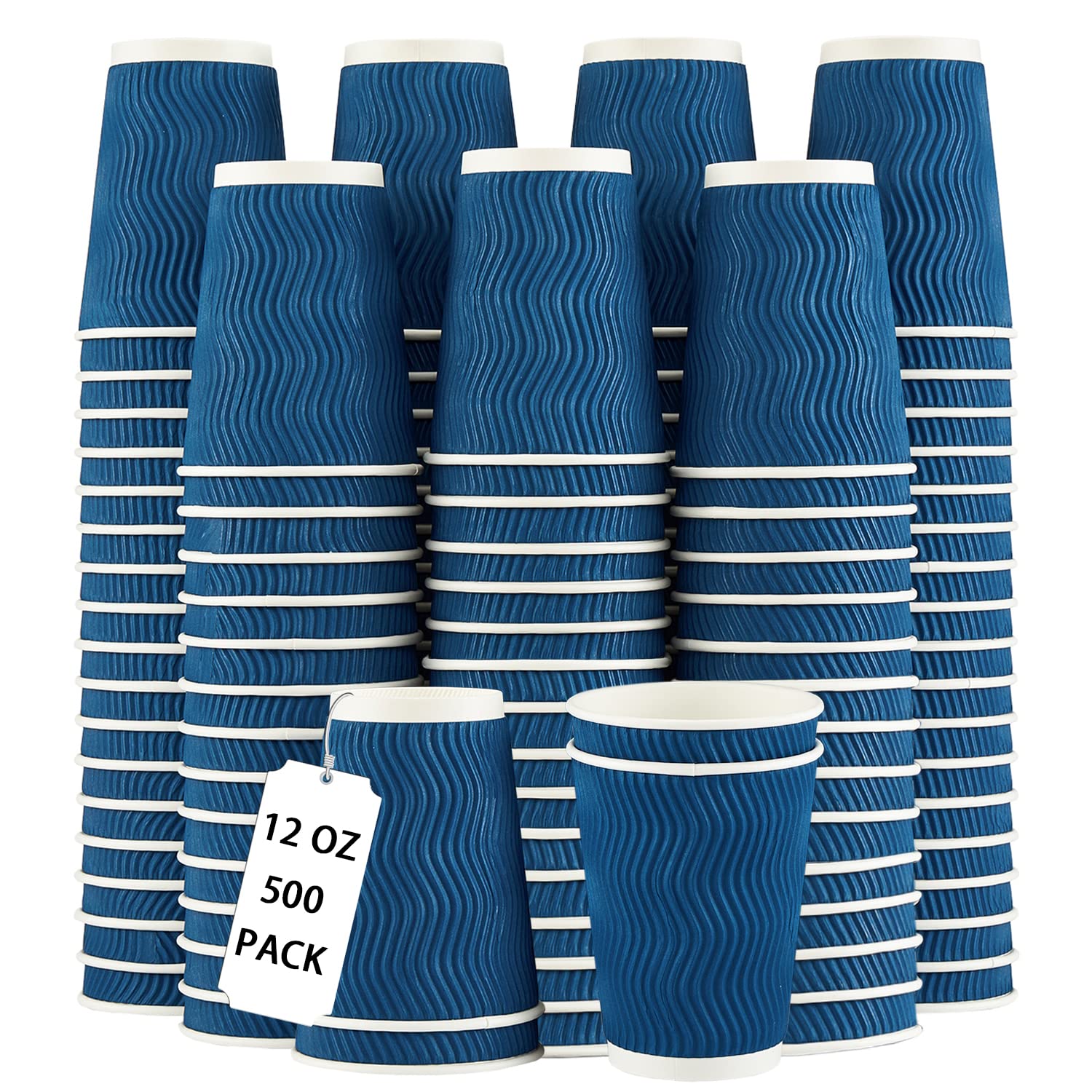 Lamosi 500Count 12 oz Insulated Paper Coffee Cups Bulk, Disposable