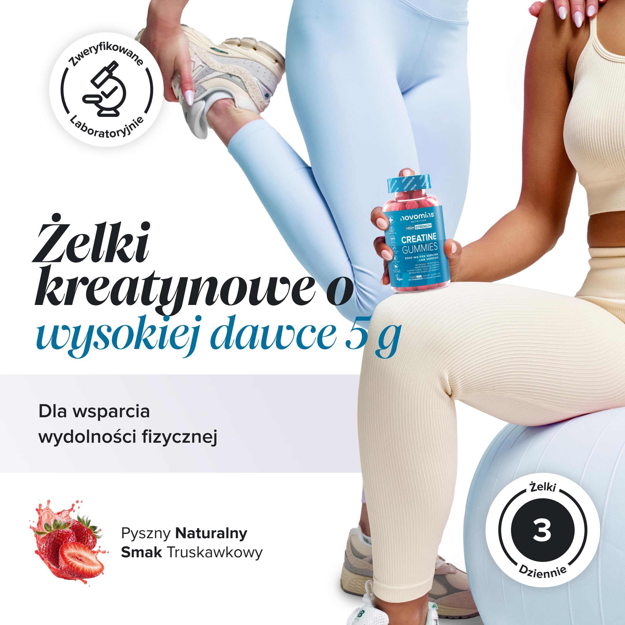 Gummies Z Kreatyną - 5000 mg, Potwierdzone Laboratoryjnie - Mocne Gummies Z Monohydratem Kreatyny - Zwiększają Wydolność Fizyczną - Alternatywa Dla Tabletek, Proszku I Kapsułek - Novomins