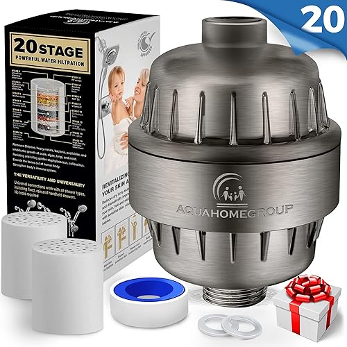 Miniatura 2 de AquaHomeGroup Filtro de cabezal de ducha de 20 etapas con vitamina C E A para agua dura, filtro de alto rendimiento para eliminar el cloro y el