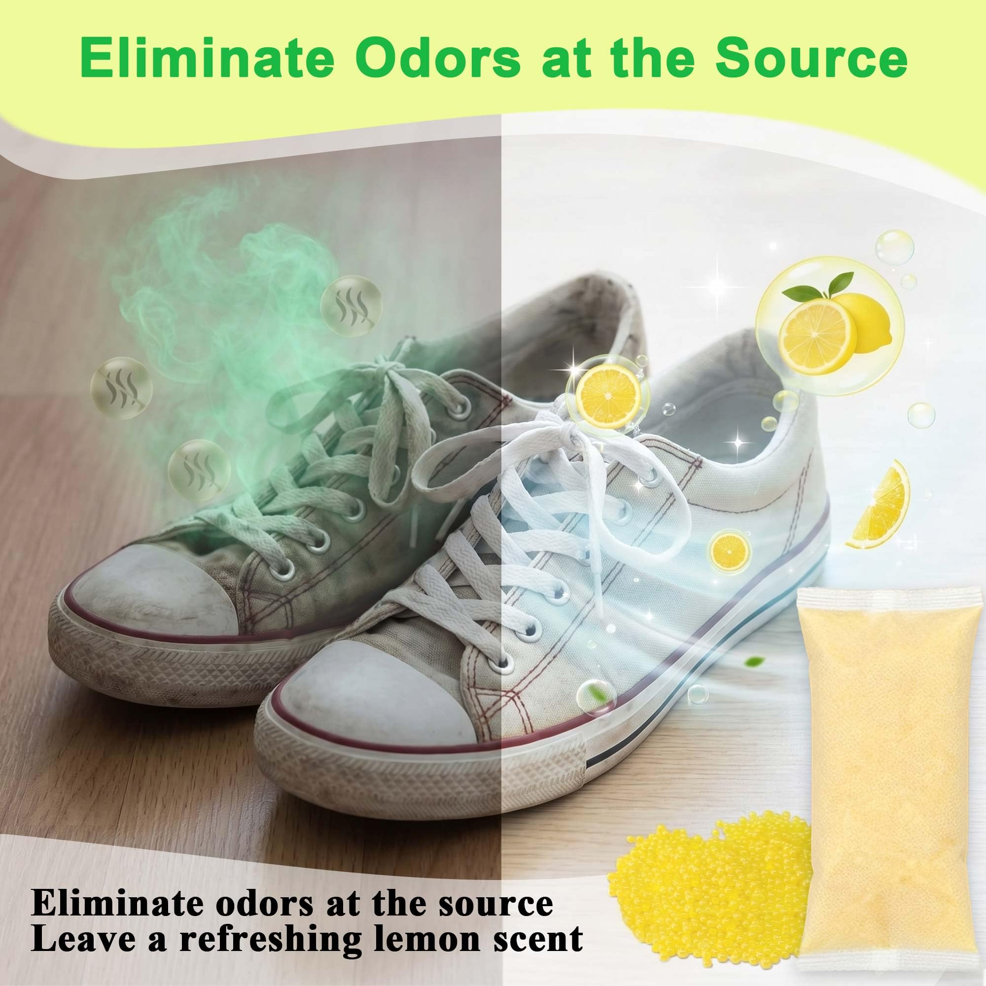 PurifyLogix Deodorante per scarpe al limone, potente e naturale a lunga durata, assorbe gli odori per tutte le calzature, purifica anche l'aria negli armadi, nelle borse da palestra e nelle aree degli