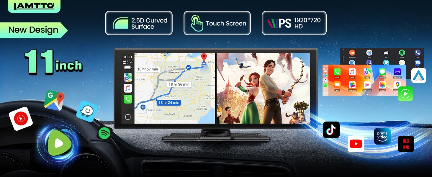 Écran Voiture Android Auto CarPlay 9 Pouces - Netflix, YouTube, GPS, Caméra De Recul