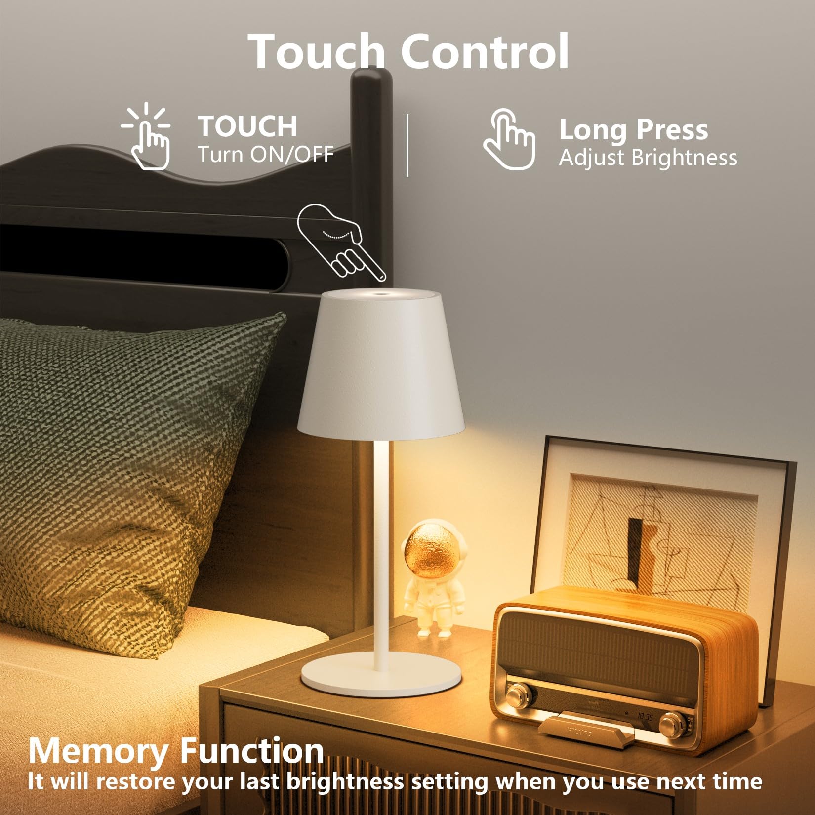 Dimmbare led akku tischleuchte Beige 26CM, 5000mAh(5V 2A) camping lampe akku aufladbar,3W 3000K tischleuchte kabellos,IP54 Outdoor Tischlampe für Restaurant, Schlafzimmer, Garten, Büro(2 Stück)