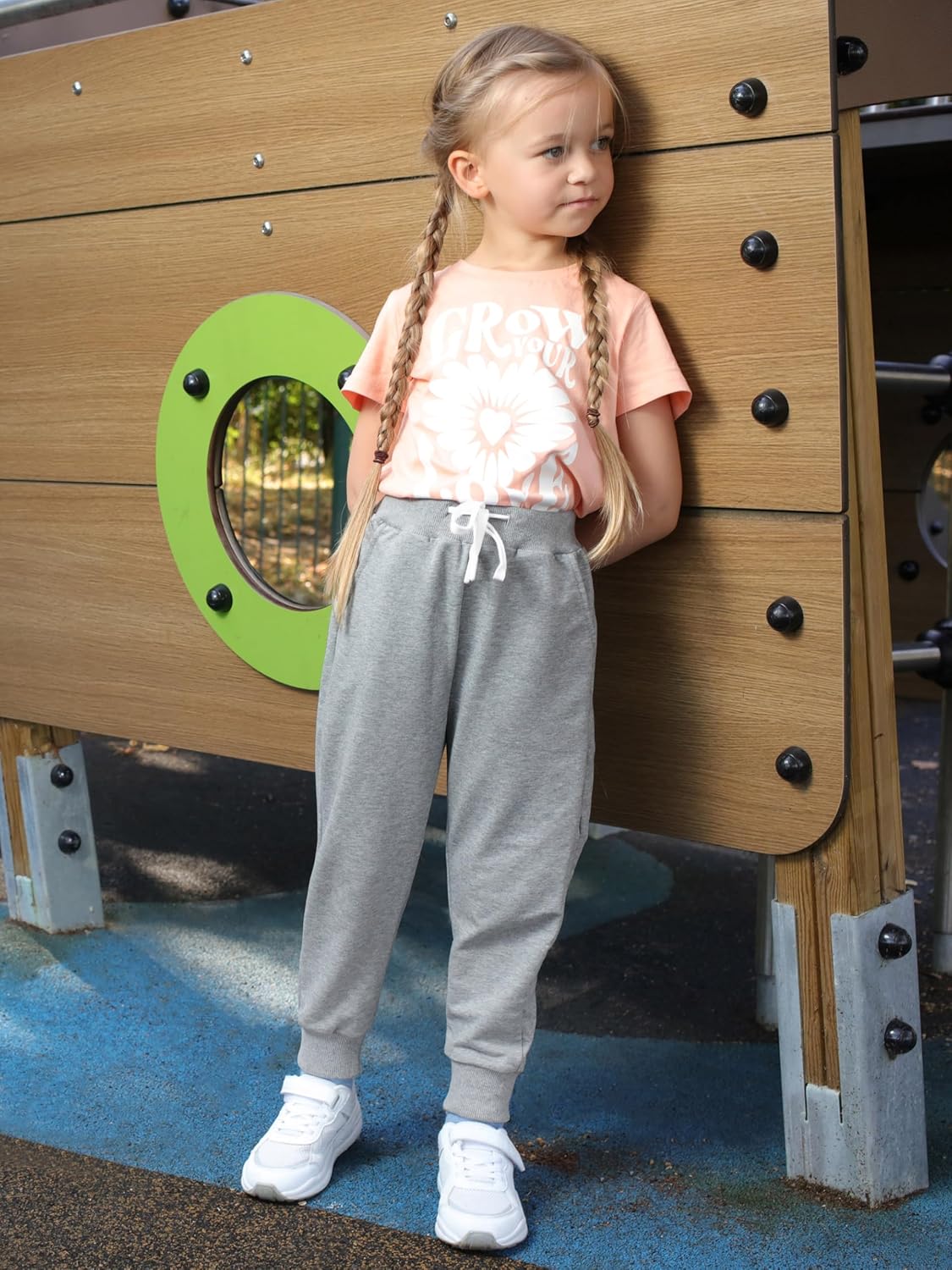 Resinta 4 Pack Girls' and Toddler Sweatpants Kids Active Jogger Pants Girls Casual Pull On Pants with Drawstring Pockets - Image 3