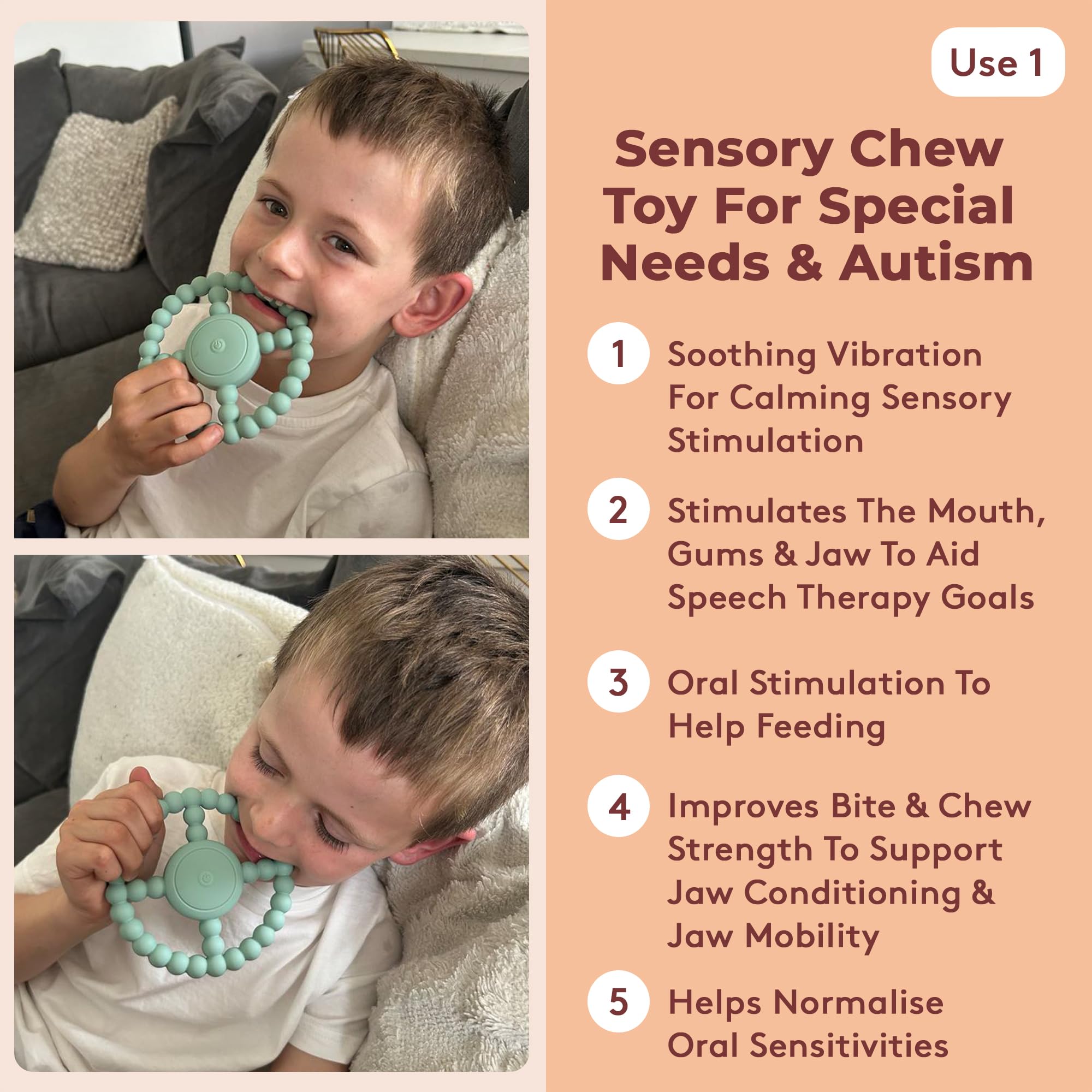 Vibrating Sensory Chew Toy, Dual Use: Chew Toys for Autistic Children & Baby Teething Toy - Image 3