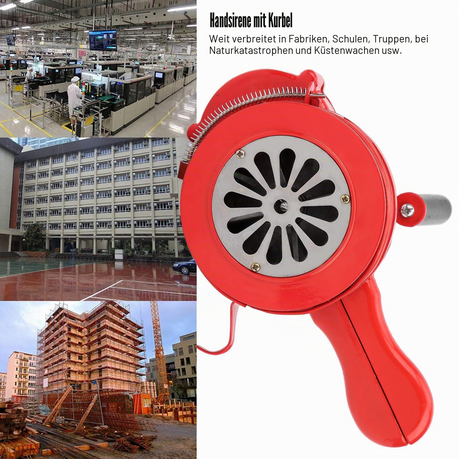 Ejoyous Sirene Drehen 120DB, Tragbarer Handkurbel Luftschutzsirene Manuell Betriebenes Sirenen Handsirene Horn, für Feueralarm den Heim Hotel Tankstelle Küstenwachen