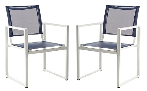Outdoor Collection Neval Navy and White Stackable Chair (Set of