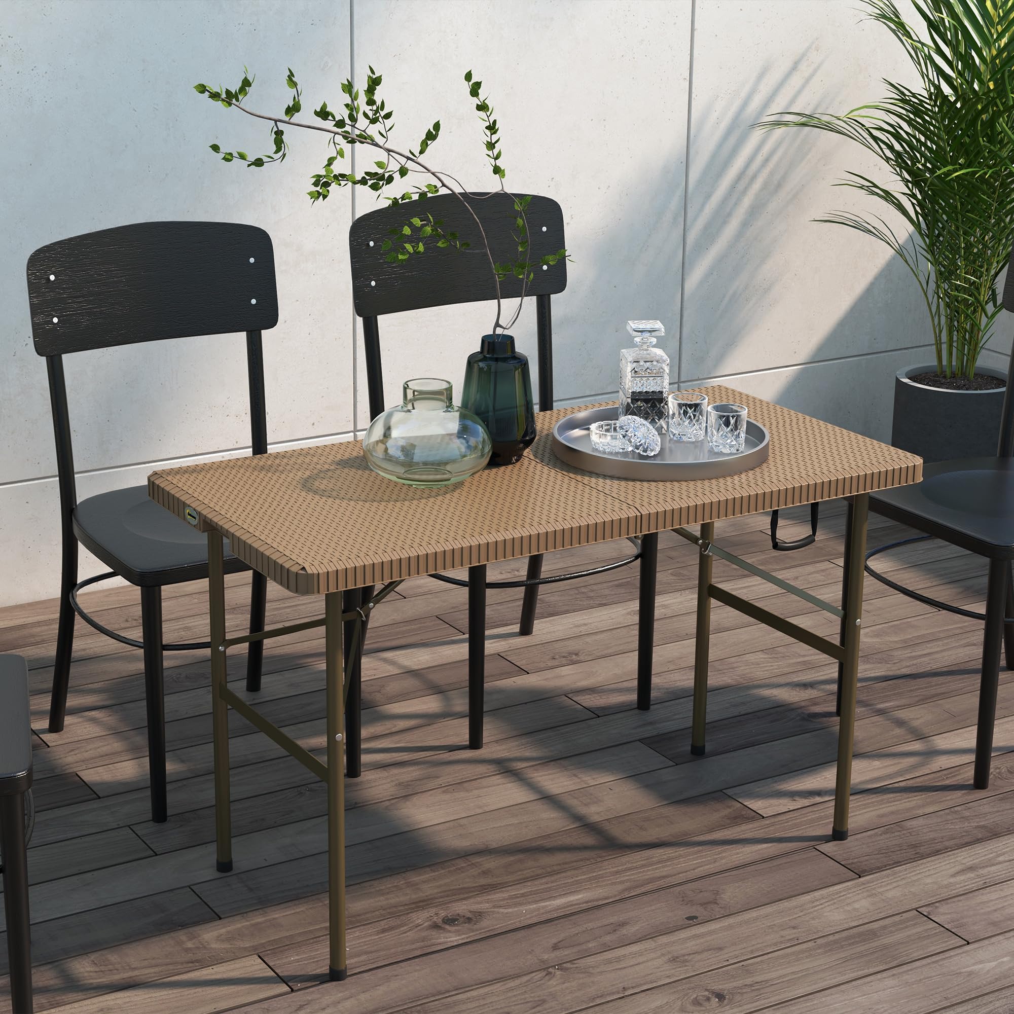 Campingtafel met 4 stoelen | Opvouwbaar | Aluminium / MDF - HandelsOnderneming Michielsen