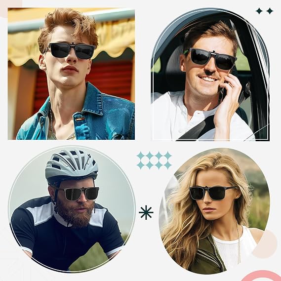 Polarised Clip On Sunglasses Over Prescription Glasses with UV400 Protection for Men Women Driving Flip Up Sun Glasses