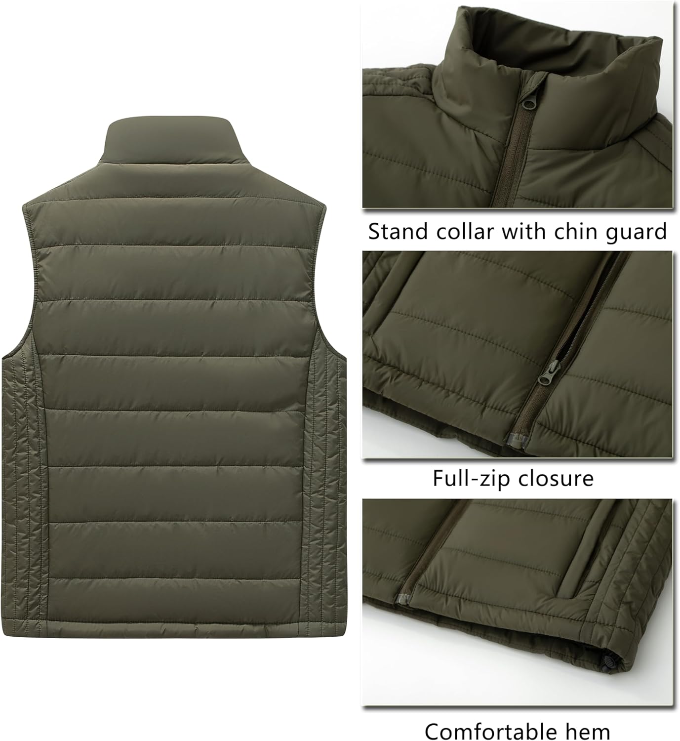 Vcansion Men's Outdoor Casual Stand Collar Padded Vest Coat - Image 4