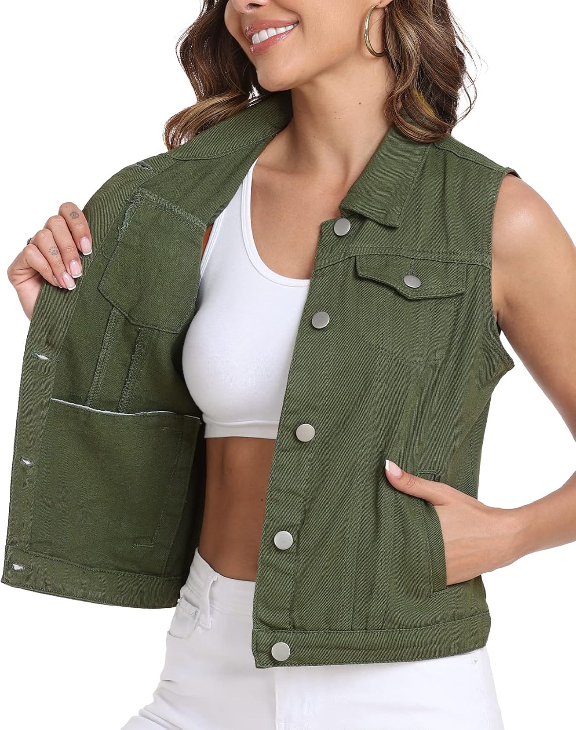 Xeoxarel Women's Denim Vest, Sleeveless Jean Jacket (XS-XXL) - Image 4