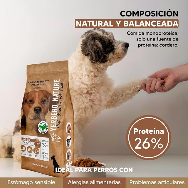 Foto 5 de 7 de Yerbero Nature Lamb & Rice Pienso sin Gluten para Perros, Cordero, Alimento Hipoalergénico