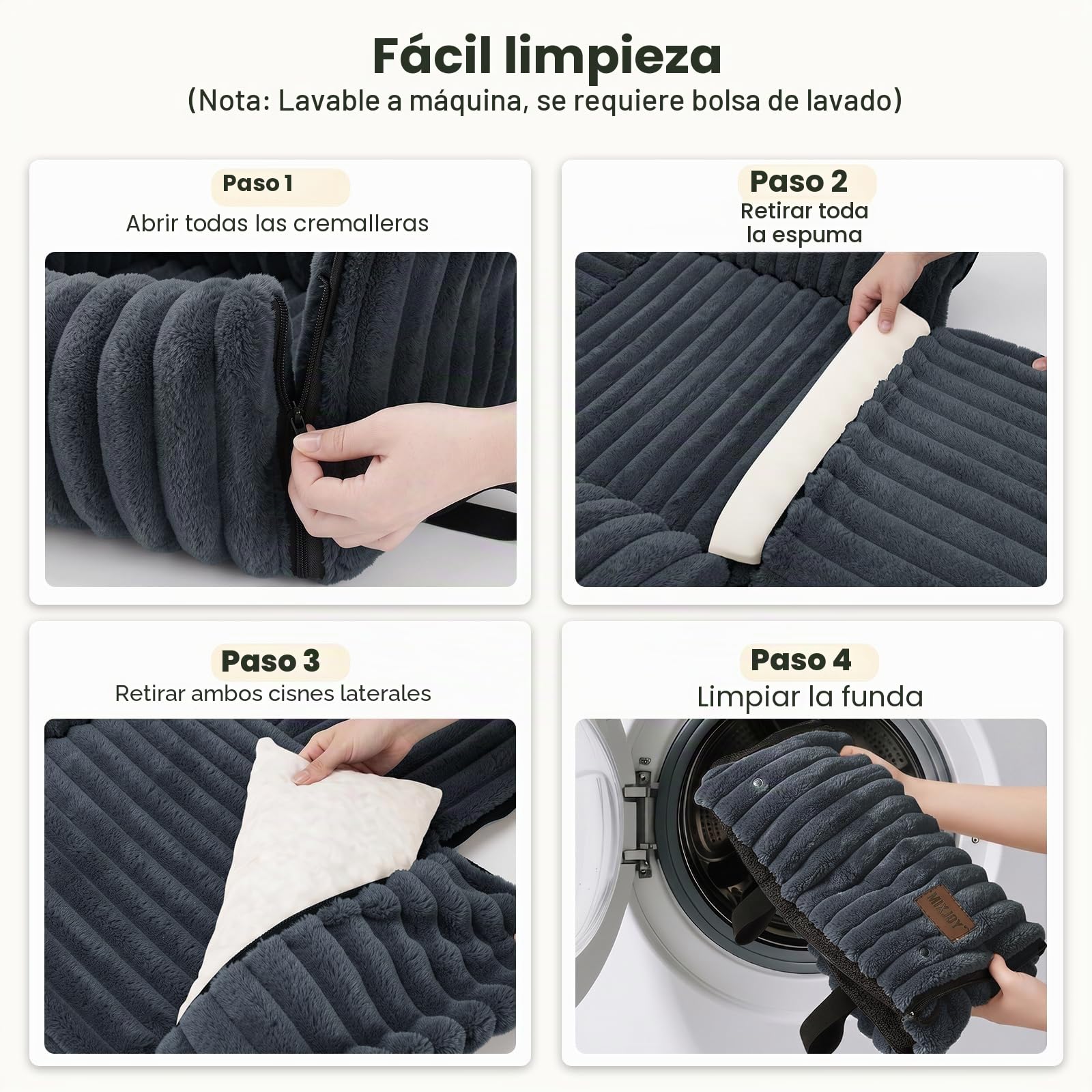MIXJOY Asiento de Coche para Perros pequeños y medianos, extraíble y Lavable, Correa con inserción, Relleno de Espuma viscoelástica Espesa, para Asiento Trasero y Delantero (Ggris)