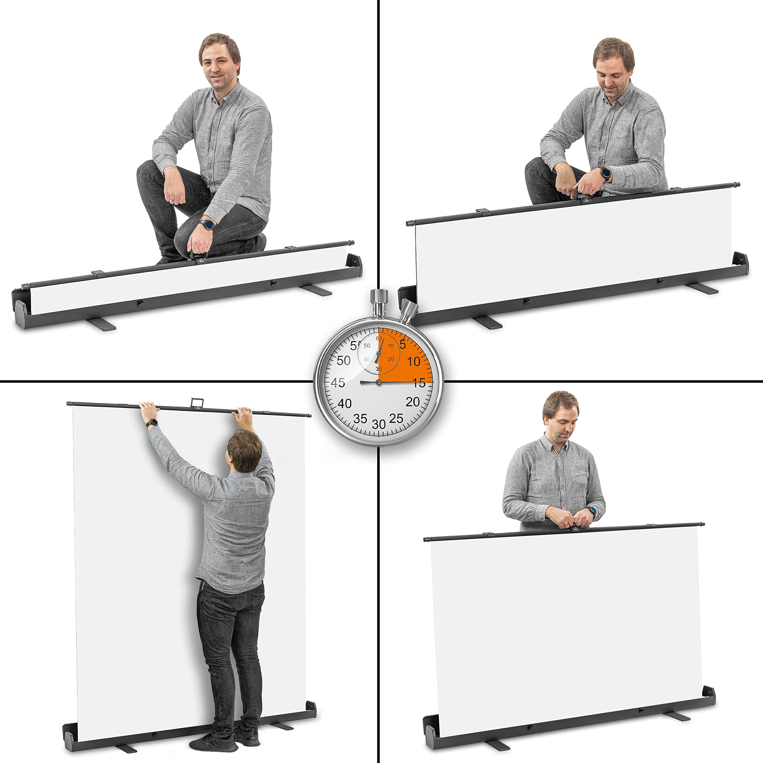 Walimex Pro Roll-Up Panel 165x220 cm Fondo Fotográfico Blanco I Lienzo fotográfico portátil, Independiente para sesiones de Retrato, Estudio fotográfico y Streaming I Efecto Chromakey I Caja metálica