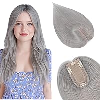 Vista 27 de Pelucas para mujeres de cabello humano real sin flequillo, base de seda de 7 * 13 cm, topper con clip, piezas de cabello para añadir volumen - 25
