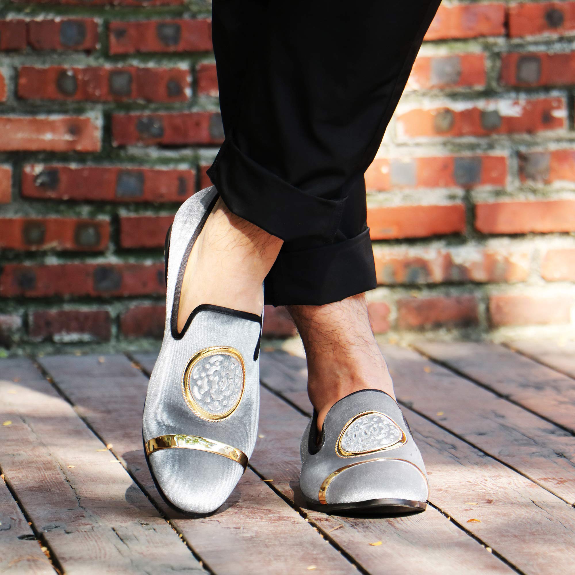 Herren-Samt-Slipper mit goldfarbener Kette, Schlupfschuhe, rauchende Hausschuhe, Penny-Schuhe für Herren