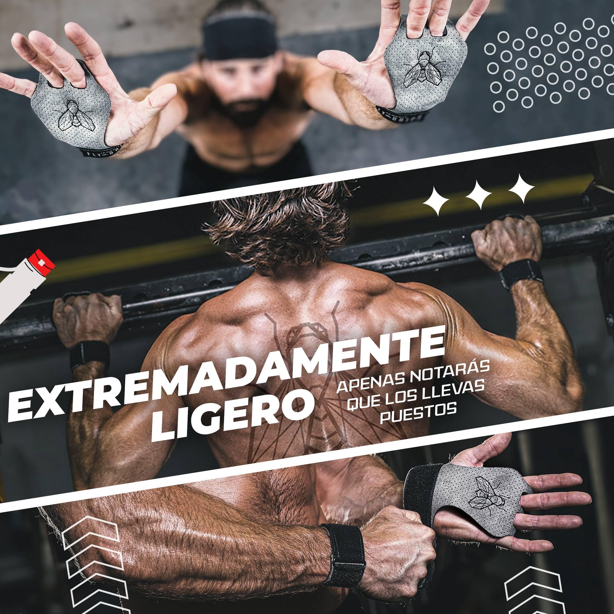 JerkFit Fly Grips Guantes 100% veganos ligeros con ultra agarre de mano para levantamiento de pesas, levantamiento de pesas, dominadas, WOD, gimnasia y crossfit con protección completa de la palma de la mano, evita roturas y ampollas.