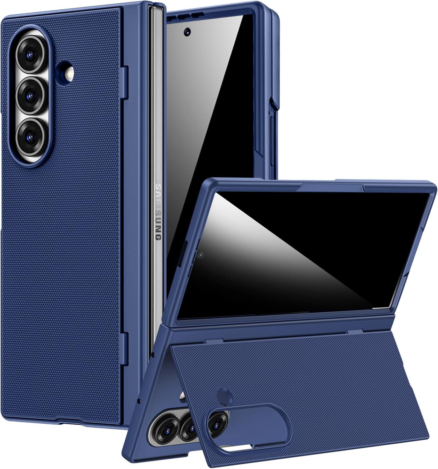 Miimall Anti-Spy for Samsung Galaxy Fold 7 Thin Case with Kickstand, [Anti-Peeping] Front Screen Protector, Shockproof Anti-Scratch Heavy Duty Durable Cover Bumper for Z Fold7 Phone Case Stand Blue