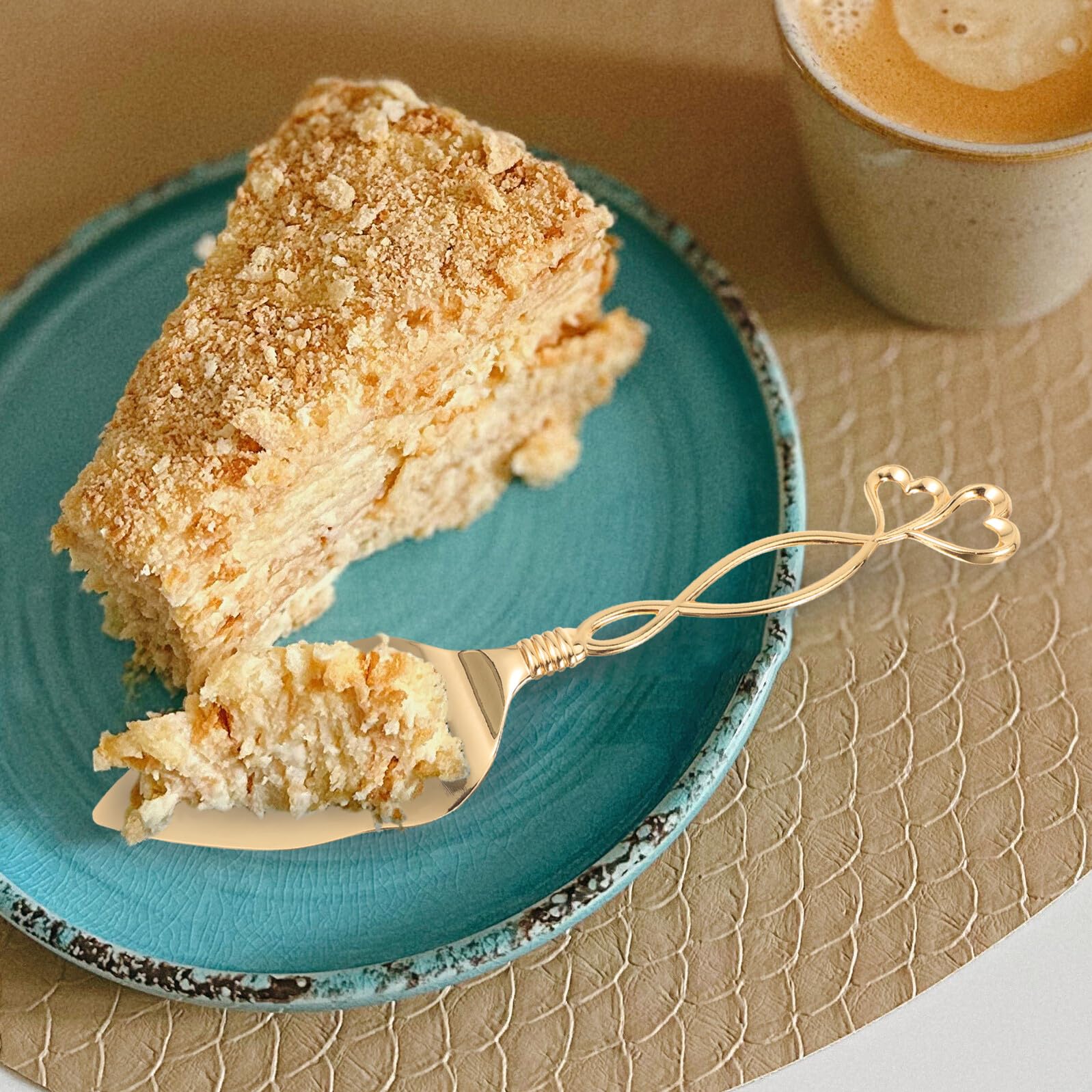 2 Piezas Cortador y Espátula para Pasteles de Boda Diseño Elegante Dorado Fácil de Limpiar Utensilios para Recepción y Celebraciones Formales