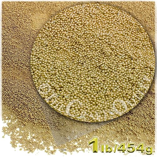 Miniatura 1 de The Crafts Outlet 1-LB16.01 oz Acabado Metálico, Vidrio, Microperlas 0.024 in, Ideal para Caviar, Amarillo Champán Metálico