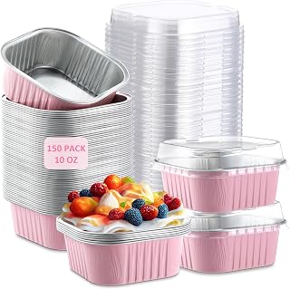 Aoriher 150 Pcs 10 oz Mini Cake Pans with Lids Pink