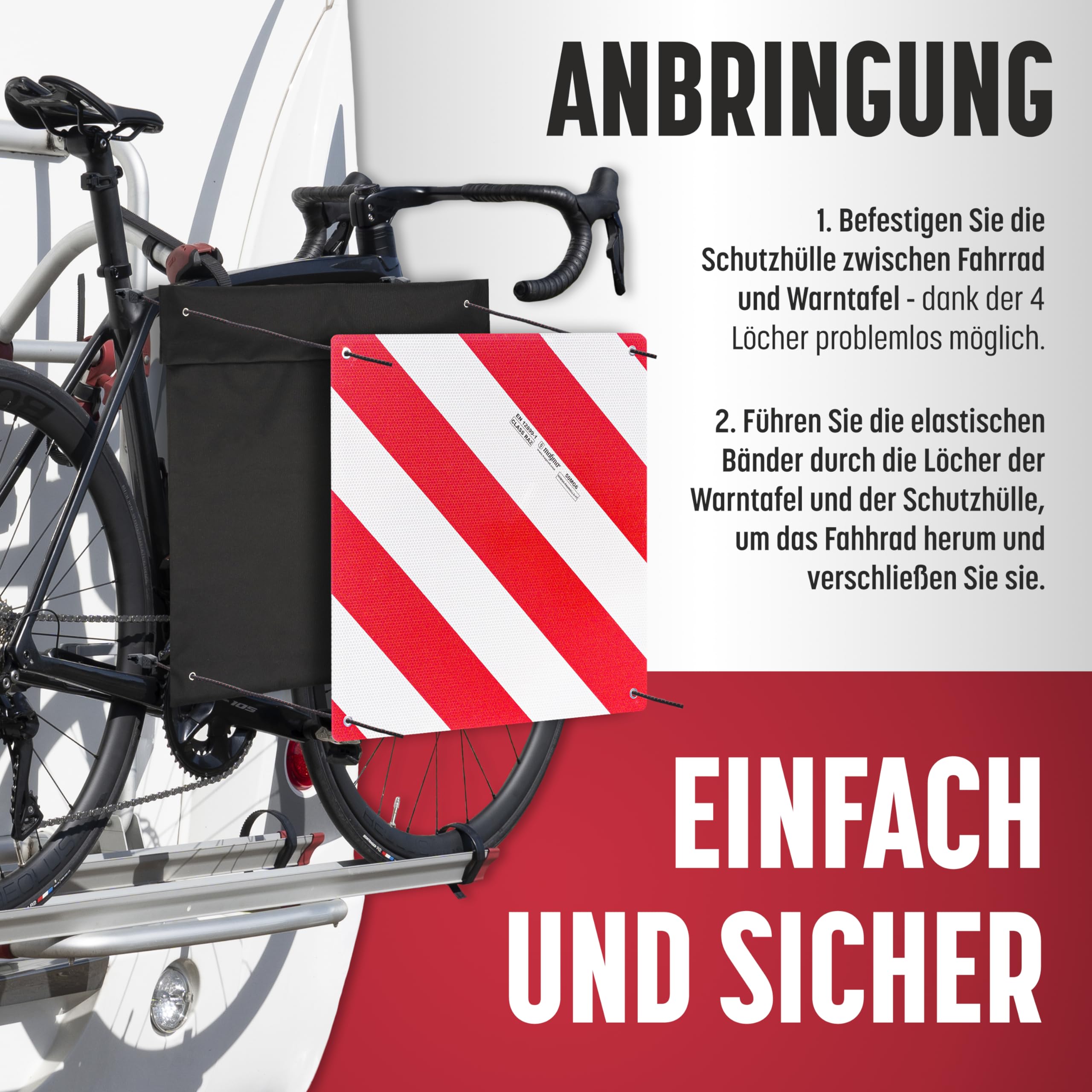 MAGMA Signal Set V20, spanisch und italienisch, zugelassen, mit Polypropylen + Schutzhülle, Fahrradträger und Last V20, flexibel und mit Kratzschutz : 