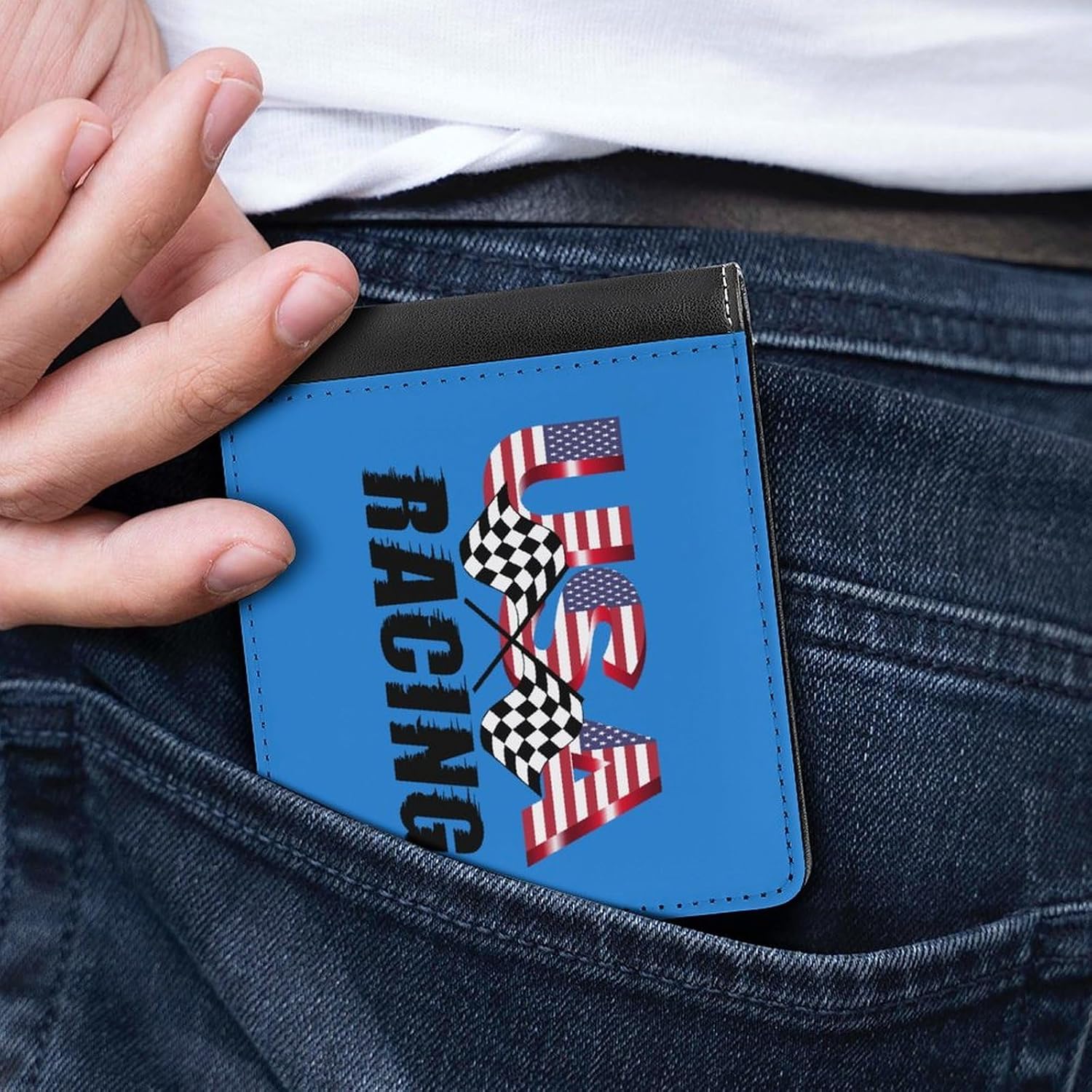 Racing Flag Novelty Wallet Soft Slim Front Pocket Bifold Purse with ID Credit Card Holder
