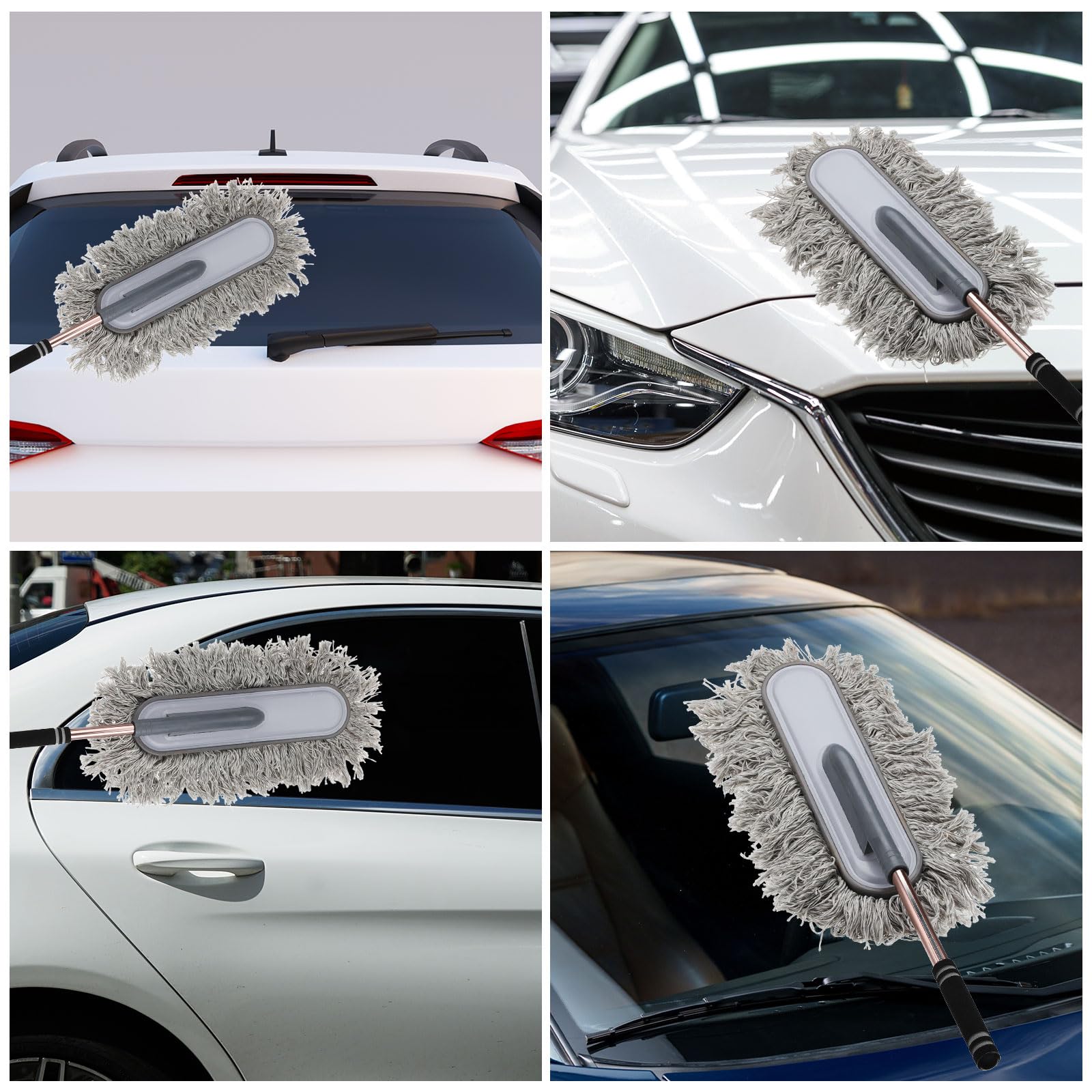 sourcing map Brosse de nettoyage extérieure anti-rayures pour voiture, outil de nettoyage de voiture souple haute densité avec poignée rétractable pour voiture, SUV, camion, moto, nettoyage à domicile