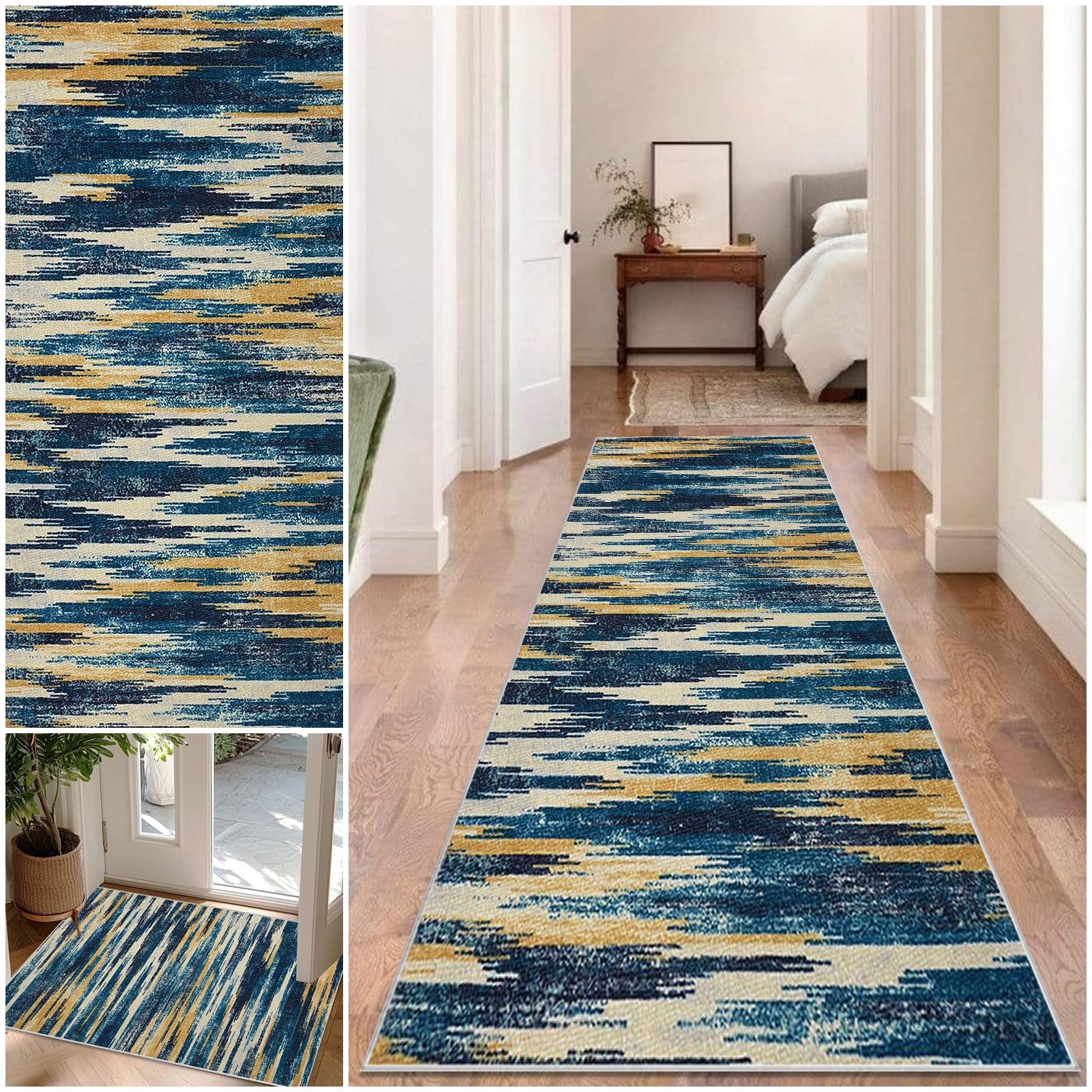 Mreoqja Carpet Runner for Kitchen Hallways Non slip Long 40 x 60 cm Hallway Runner Rug for Entryway Indoor Absorbent Kitchen Rug Mat Washable Low Pile Hallway Hall Runners Carpet Floor Mat Narrow Rug