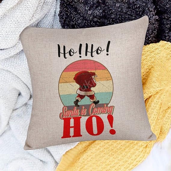 Square Pillowcases Decorative Santa Hoho Winter Funny Cartoon Happy Holiday Throw Pillow Cover Linen Cushion Cover Case Zipper Closure Couch Living Room Bed Indoors Home Decor Decor 18x18