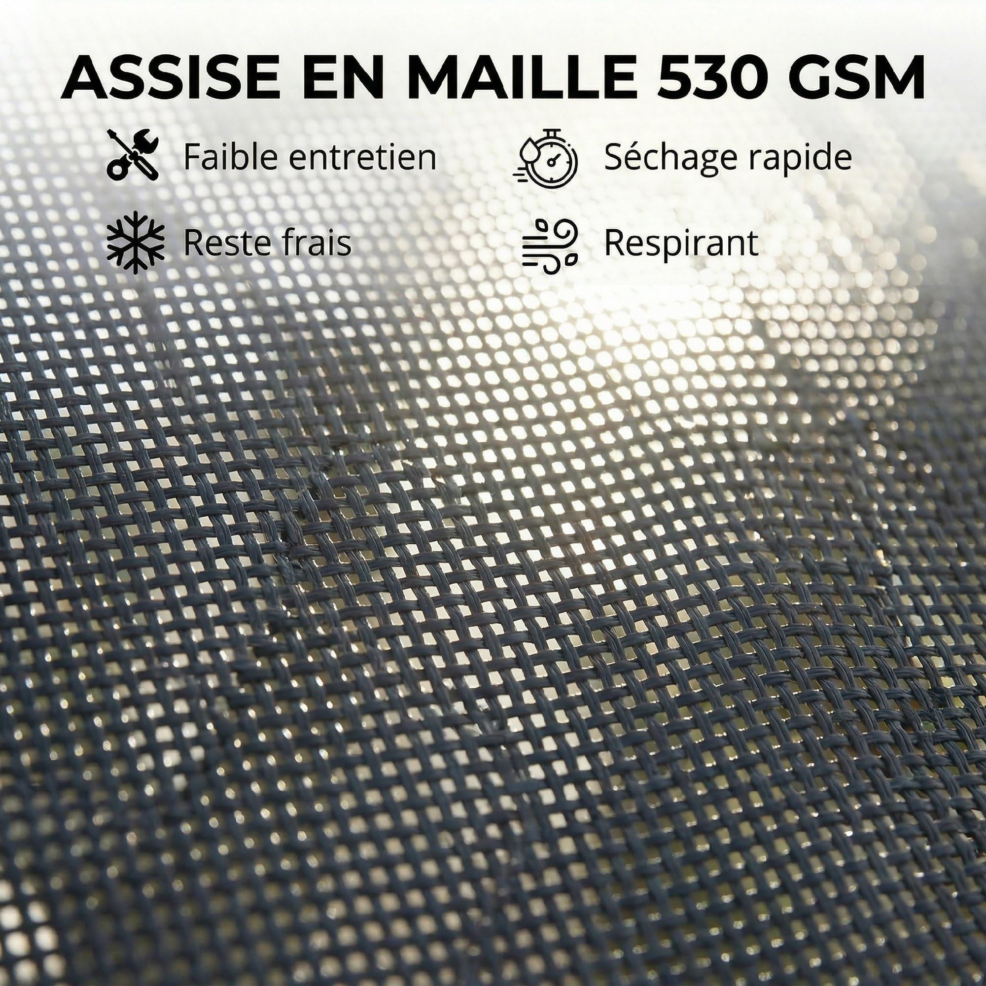 Outsunny Bain de Soleil roulettes Transat de Jardin Extérieur Gris Foncé