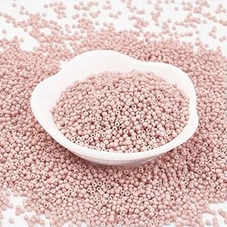 933 piezas/10 g de pequeñas Cuentas Redondas 11/0 con Acabado Opaco Mate, Cuentas Sueltas de 2 x 1,5 mm, Color Rosa brumoso