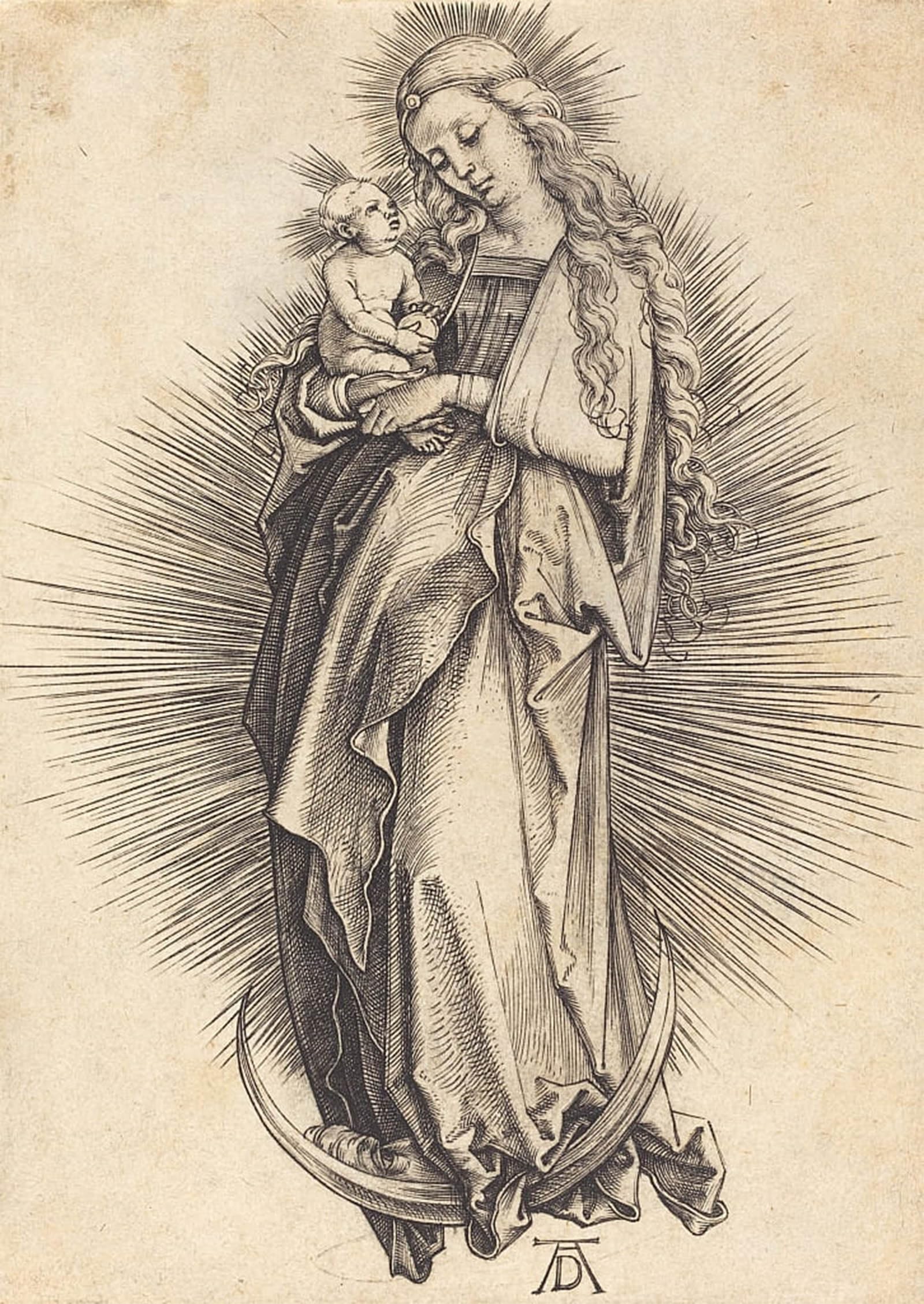 SERENDIPITP Vintage Wall Art Canvas Nordic Poster Canvas Print Picture the Virgin on the Crescent by Albrecht Dürer Wall Art Poster for Home Decor 60x90cm