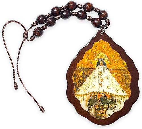 Medallón de madera marrón de Nuestra Señora de Juquila Colgante Inicio Bendición Coche Medalla de Protección Automática Medalla de cuna Medalla